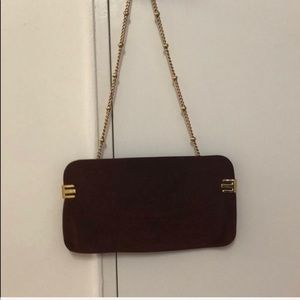 Vintage Burgundy Wine Suede & Gold Bag Fall